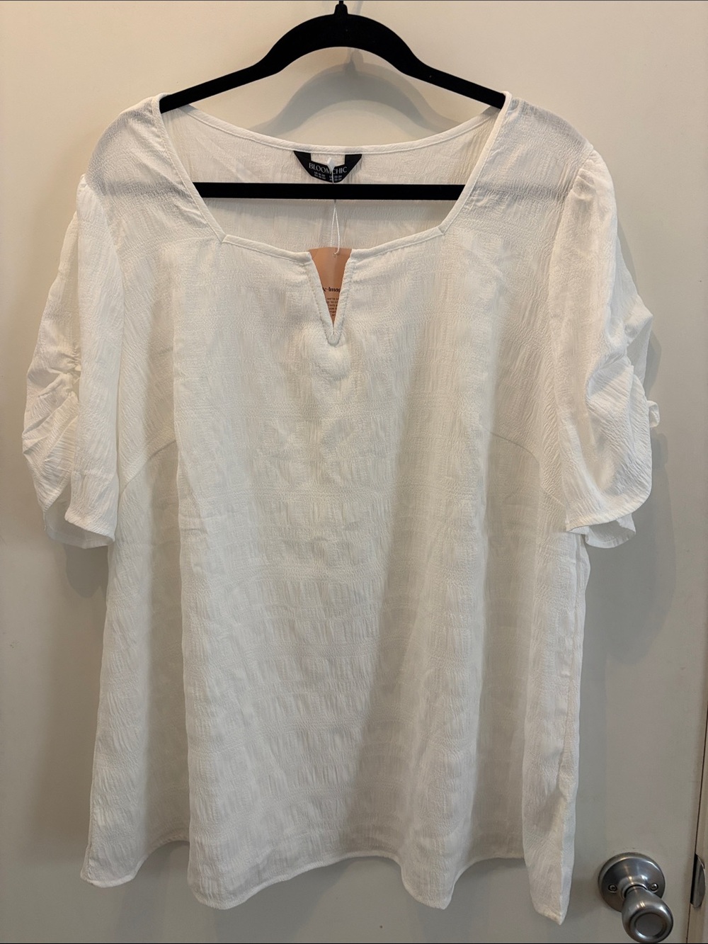 BloomChic White Textured Square-Neck Top Boho Flowy Cottagecore Size 18-20 NWT